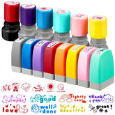 Henoyso 14 Pcs Teacher Stamps Set Self Inking Stamps Cute Grading Stamps Signature Stamp Teacher Christmas Gifts Stamps with Encouraging Comments(Inspiration Style)